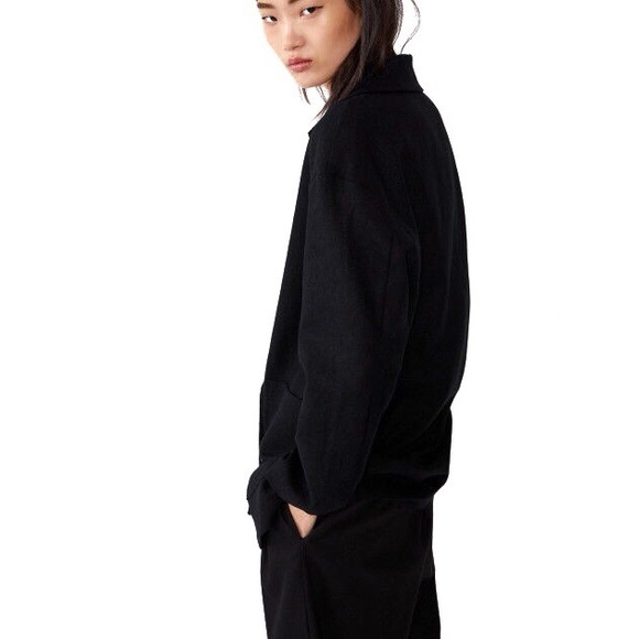 Zara NWT Oversized Linen Blend Blazer Black S M - Picture 6 of 9